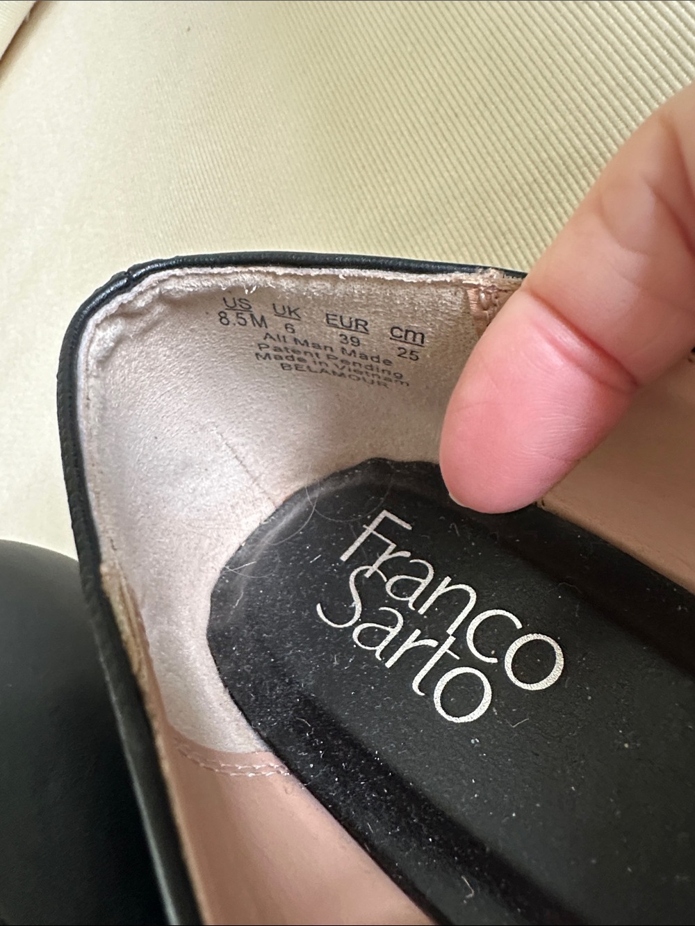 Franco Sarto Belamour Black Pointed Loafer Flats size 8.5 - Picture 9 of 10